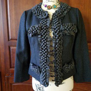 J.Crew Gray Wool Cropped Ruffled Blazer Size 2